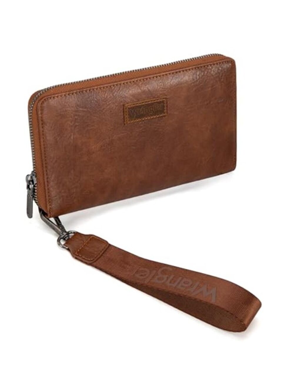 Brown Vegan Leather Wristlet Clutch Long Wallet Large Card Holder for Women